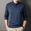Male Autumn Knit Pullover Polo Shirts Shirt Collar Sweater Pullovers Men'S Business Casual Fashion Stripe Top Clothing