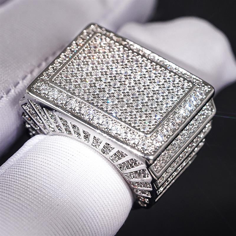 Huitan Geometric Shaped Ring for Women Full Sparkling Cubic Zirconia Statement Party Accessories Luxury Gorgeous Hiphop JewelryGood Product