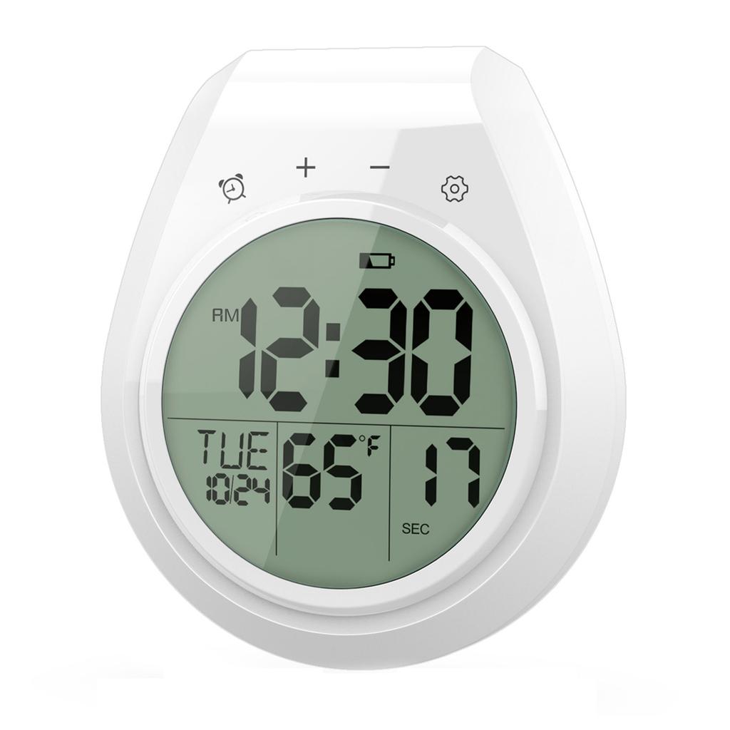 Digital Bathroom Wall Clock Waterproof With LCD Display Time Temperature Date 12/24 Hour Mode Countdown Timer Suction Cup
