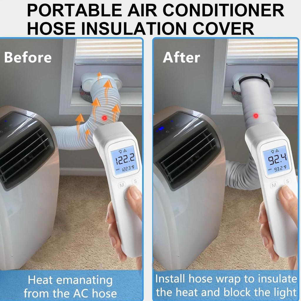 Air Conditioner Hose Protection Cover Insulated AC Hose Duct Vent Cover with 3 Ties Easy Installation for 5.9 Inch Air Condition