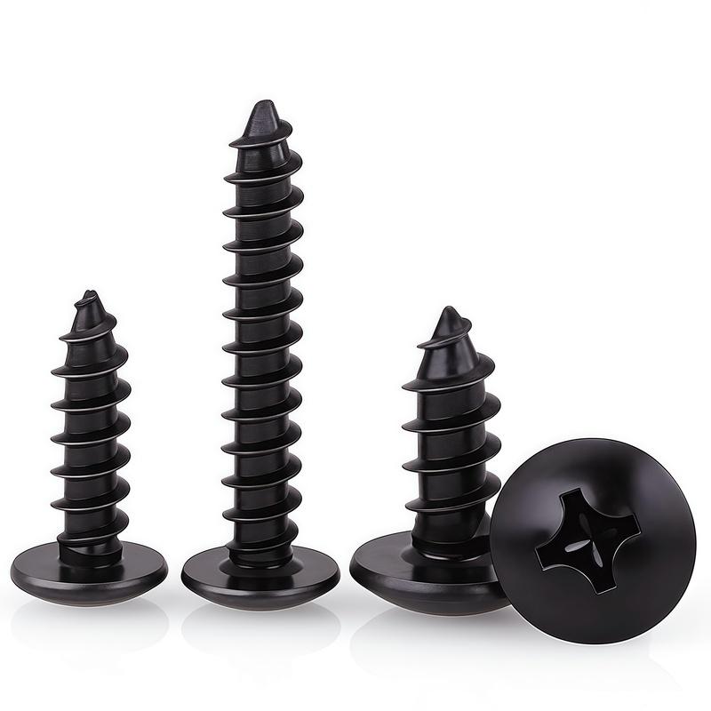 20-200pcs Black Carbon Steel Phillips Truss Head Screw M2.3 M2.6 M3 M3.5 M4 M5 M6 Cross Recessed Flat Head Self-Tapping Screws