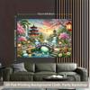 2D Vibrant Koi Fish Temple Backdrop for Studio & Party Decoration