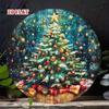 Christmas Metal Sign 7.8 Inch Round Tree Gifts Decor Wall Art