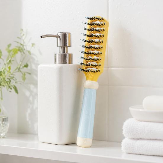Curved Vented Hair Detangling Brush, Scalp Massage Paddle Brush for Wet Dry Hair, Scalp Massage Blow Drying Hair Detangler Brush