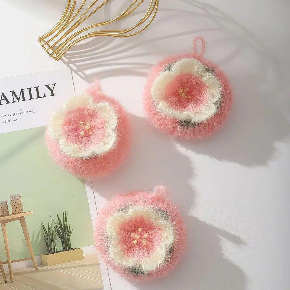 Cute Kitchen Cleaning Cloth Green Pink Scouring Pad Dishwashing Sponge Kitchen Essential