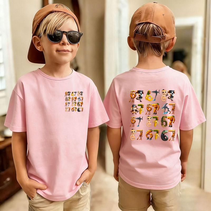 Cute Meme Six Seven Italian Brainrot 67 Number Graphic Print TShirt BoyGirl Summer Short Sleeved Kids Comfortable Tshirt Top