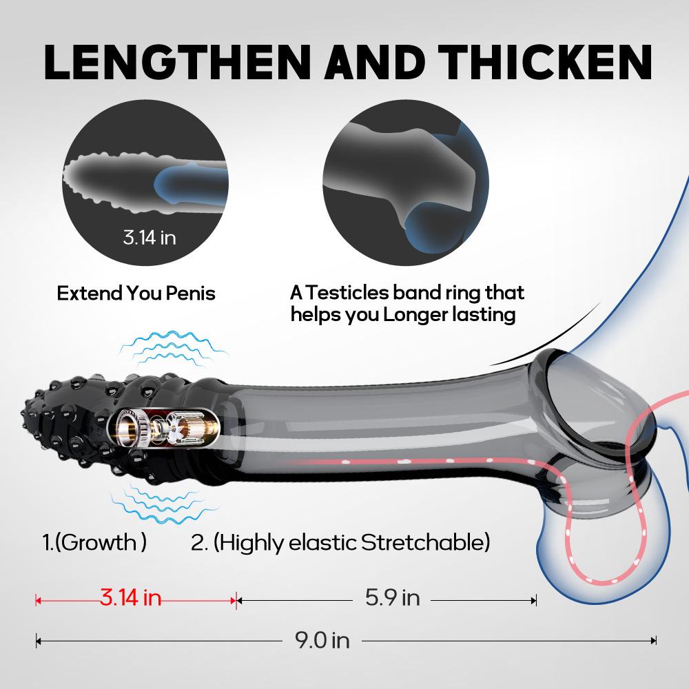 Penis lengthpenis set Sex crystal vibrate couple toy orgasm stimulation reusable Delayed Delayed ejaculation Men only powerfu