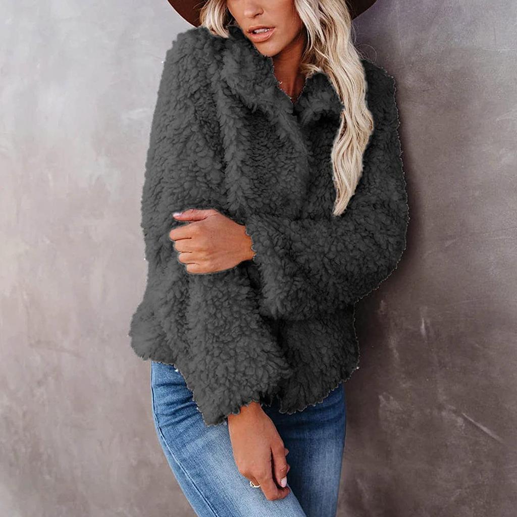 Jackets For Women Casual Fleece Fuzzy Faux Shearling Warm Winter Outwear Jackets Shaggy Coat
