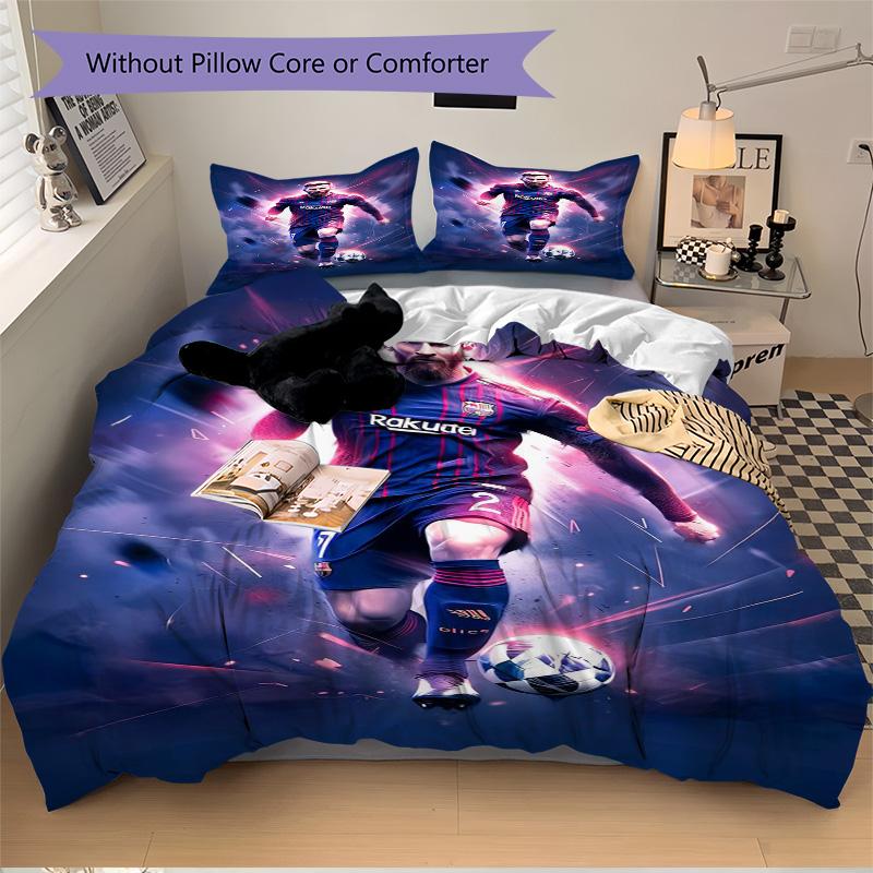 Barcelona Fc Player Action Print 3Pcs Bedding Setduvet Cover With 2 Bedropillowcase Home Birthday Gift