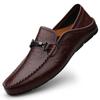 Luxury Brand Brown Loafers Genuine Leather Mens Business Formal Shoes Comfortable Casual Shoes Driving Footwear Breathable Mens