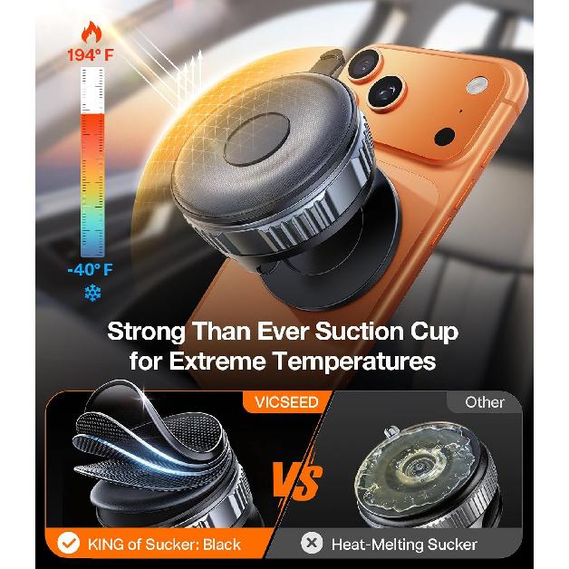 VICSEED for MagSafe Car Mount [Upgraded 98LBS Strongest Suction,Won't Break