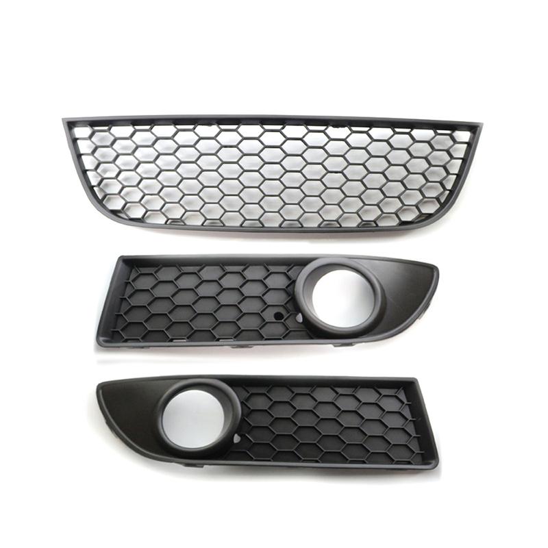 Car Fog Light Lamp Cover Bumper Grille Front Lower Bumper Center Grill For VW Polo MK4 9N3 2005-2009 Facelift 6Q0 853 677 B