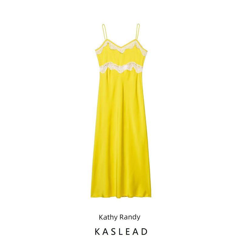 Kaslead New Women clothes Western Style Lace Sling Midi Dress 8290306 305