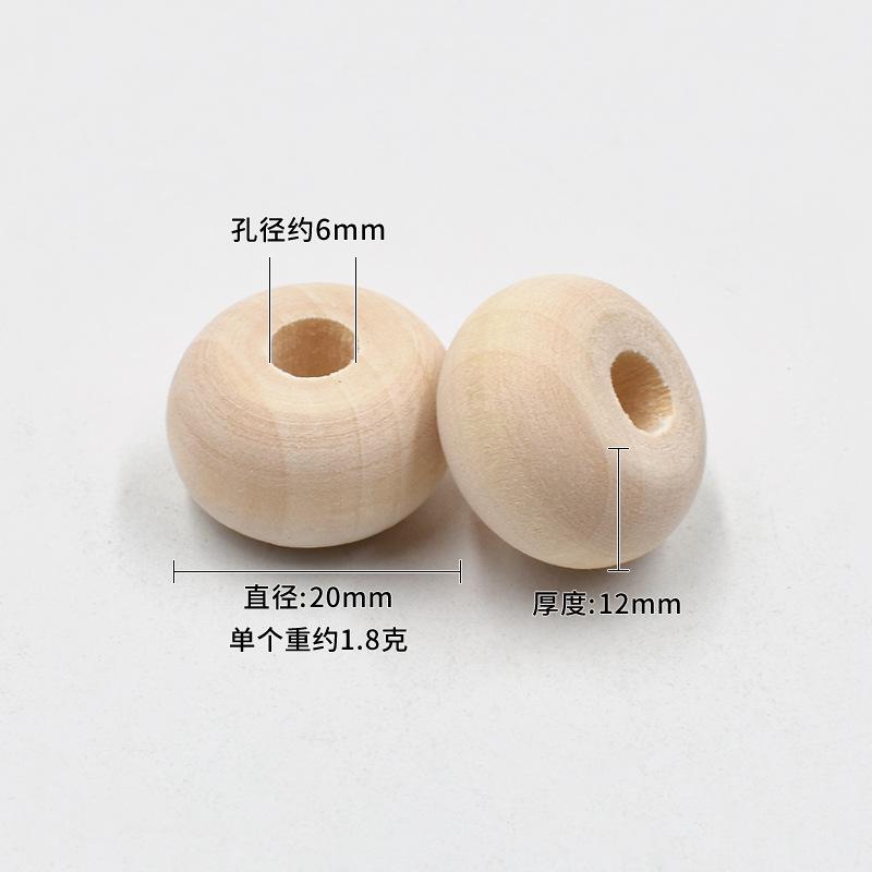 20pcs 20x12MM Natural Wooden Beads DIY Supplies for Crafts Making Handmade Jewelry Decor Round Wood Beads for Wedding Ornaments