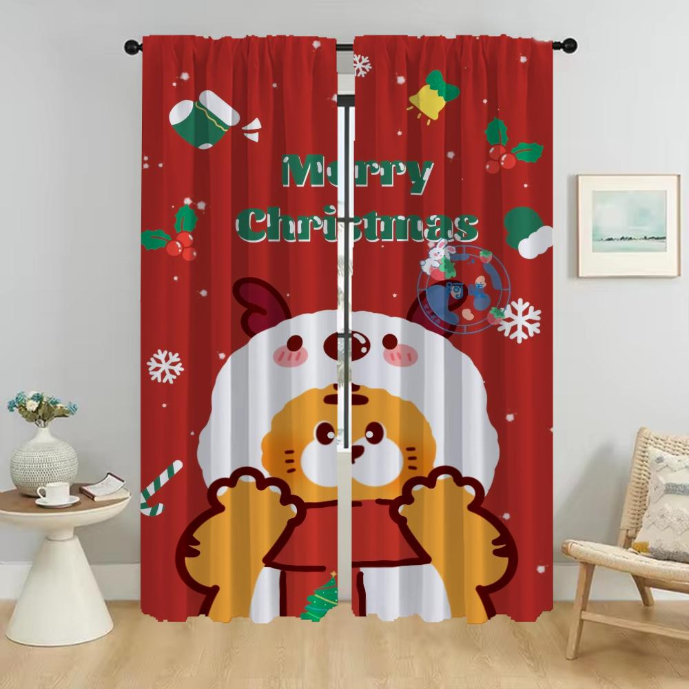 Christmas Home Interior Curtains for Camera Shades Halloween Decoration Window Curtain for Room 2 Panel Partition Living Kitchen