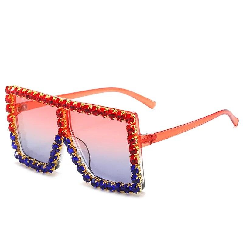 Sunglasses Women Oversized Square Diamond Men Fashion Rhinestone Sun Glasses Lady Luxury  Designer Eyewear UV400 Unisex