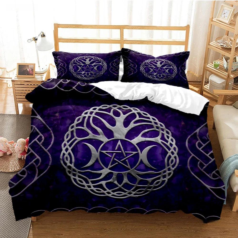 Triple Moon And Pentagram Duvet Cover Comforter Bedding Sets Soft Quilt Cover And Pillowcases For Teens Single/Double/Queen/King