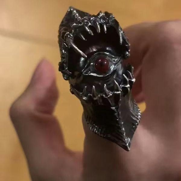 Vintage Movable Eye Tooth Armor Joint Ring Gothic Dark Unique Design Adjustable Knuckle Ring for Men jewelry gift