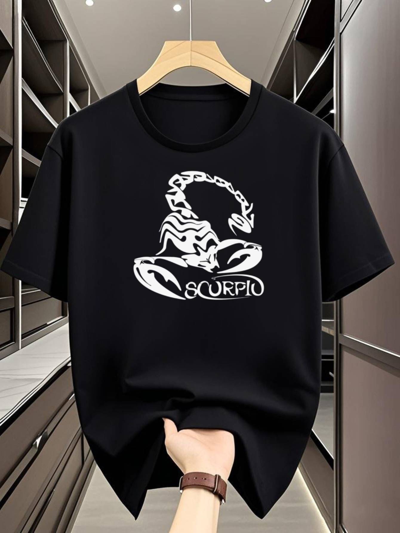 

White T-shirt - Breathable Summer Tee with Scorpio Graphic XL