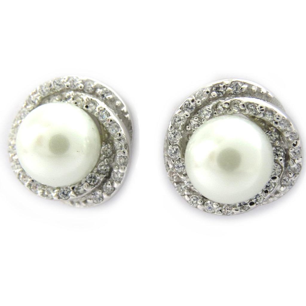 Les Trésors De Lily [G9032] - Stříbrné náušnice 'Beauty Pearl' v bílé barvě