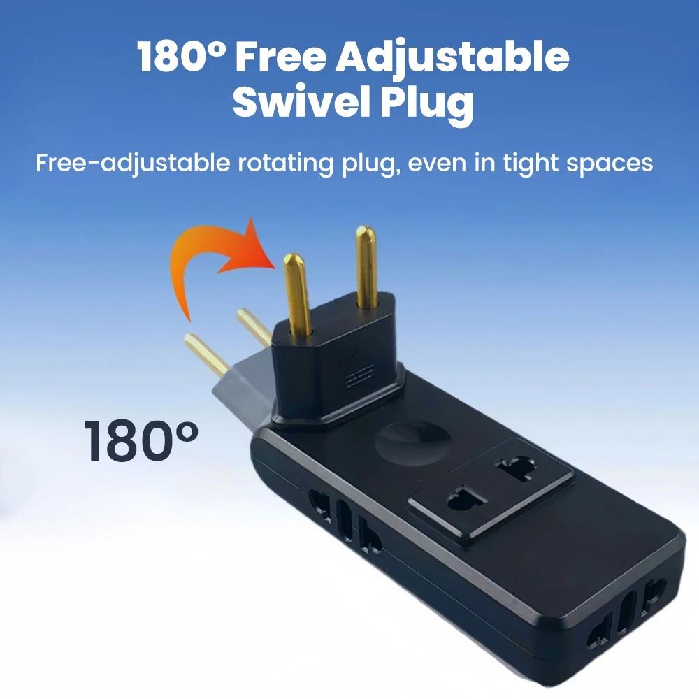 EU Plug Adapter 4 in 1 Wall Outlet Extension – 180° Rotating Portable Power Converter