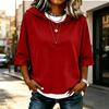 Women's Color V-Neck Hooded Casual Top for Everyday Wear