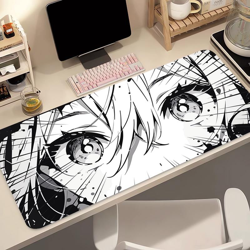 Mouse Pad Size Gamer Keyboard Pad Computer Gaming Black And White Extended Mousepad Office PC Accessories Anime Girl Desk Mat