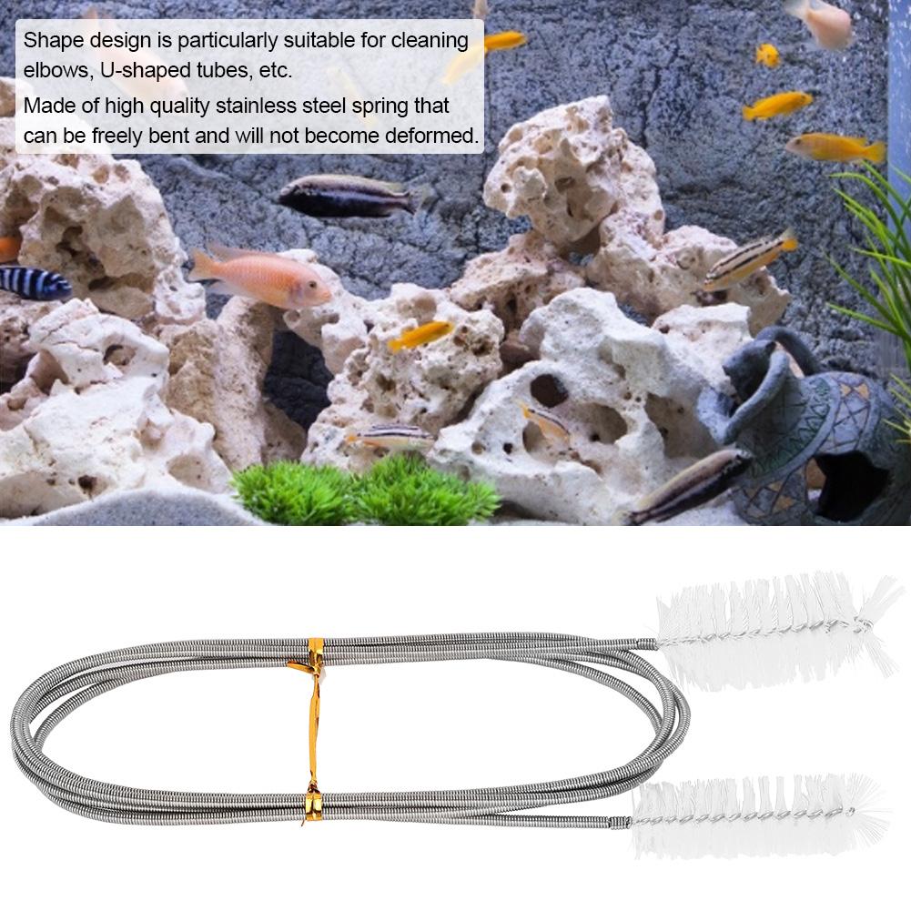 Flexible Hose Cleaning Brush Stainless Steel Filter Pump Spring Brush Double Ended Brush(White )
