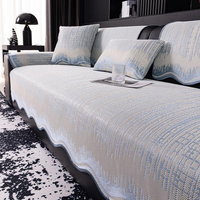 2025 New Special-shaped Ice Silk Sofa Cushion Summer Summer Sofa Mat Seat Cushion Fixed Non-slip Cover Cloth Towel