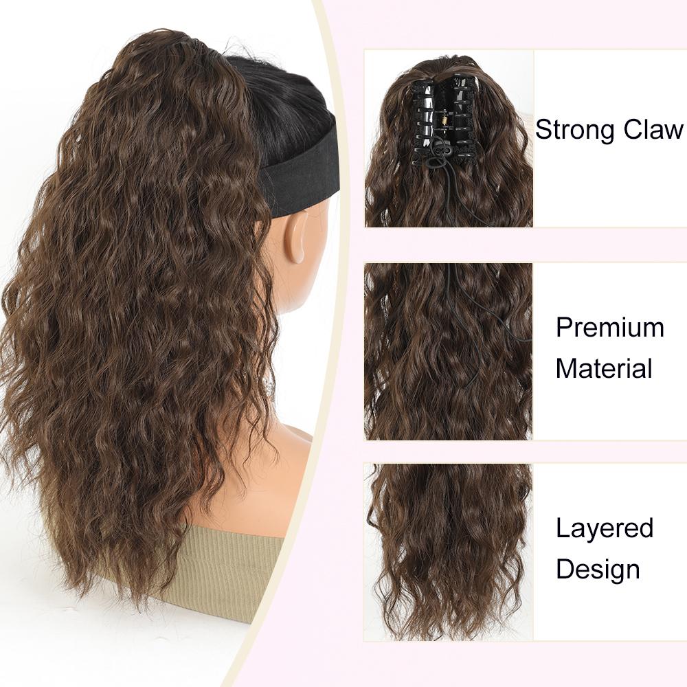 Aosiwig Synthetic Claw Ponytail For Women Long 18Inch Curly Hair Fake False Hairpiece Clip In Ponytails Extension Heat Resistant