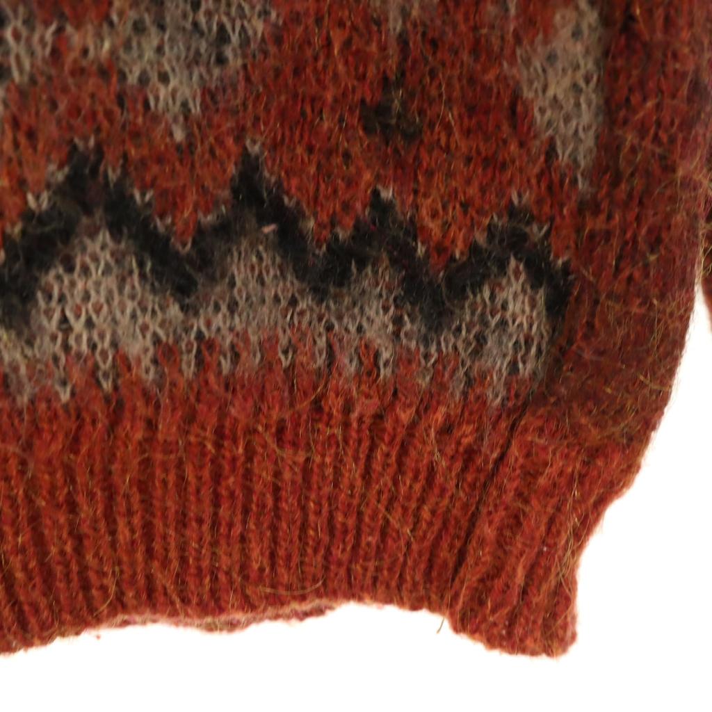 60er 70er Vintage Argyle Muster Langarm Mohair Strickjacke Orange Herren Gebraucht