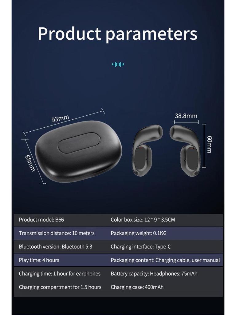 B66 Bluetooth Earphones with Real-time Two-way Translation