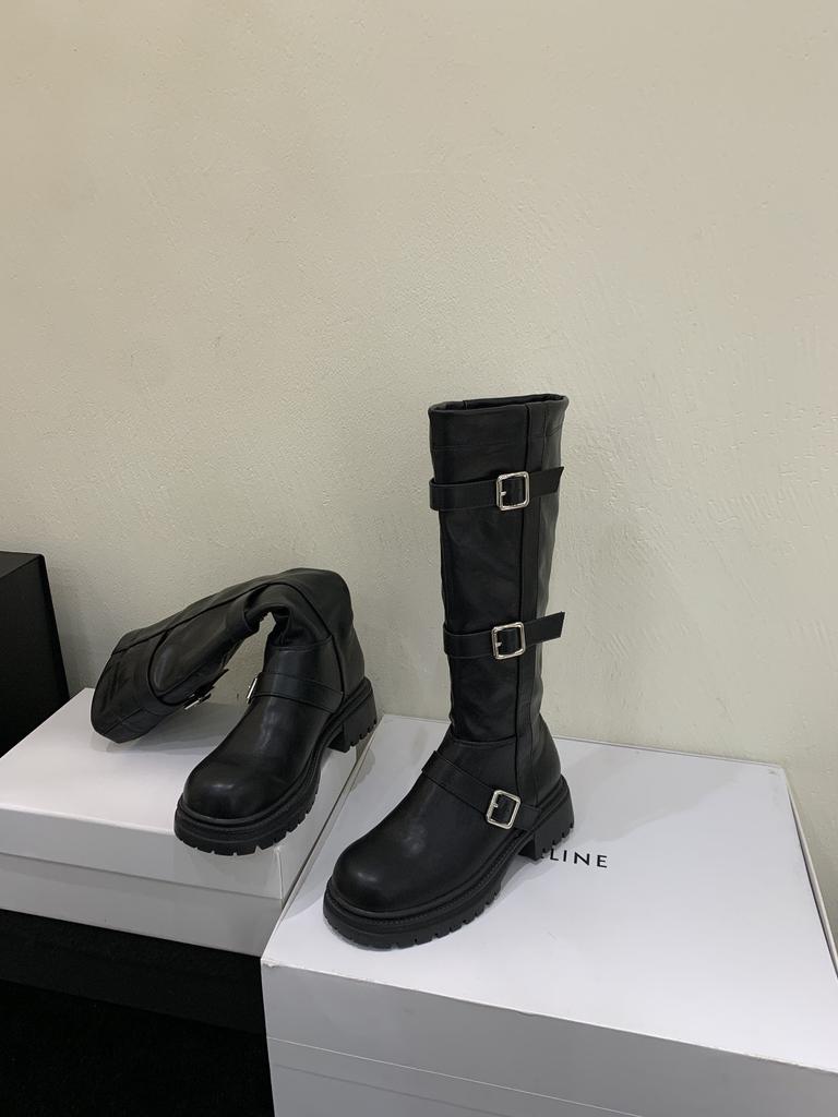 Autumn British long boots Martin boots Small thick-soled long tube but knee-high knight boots