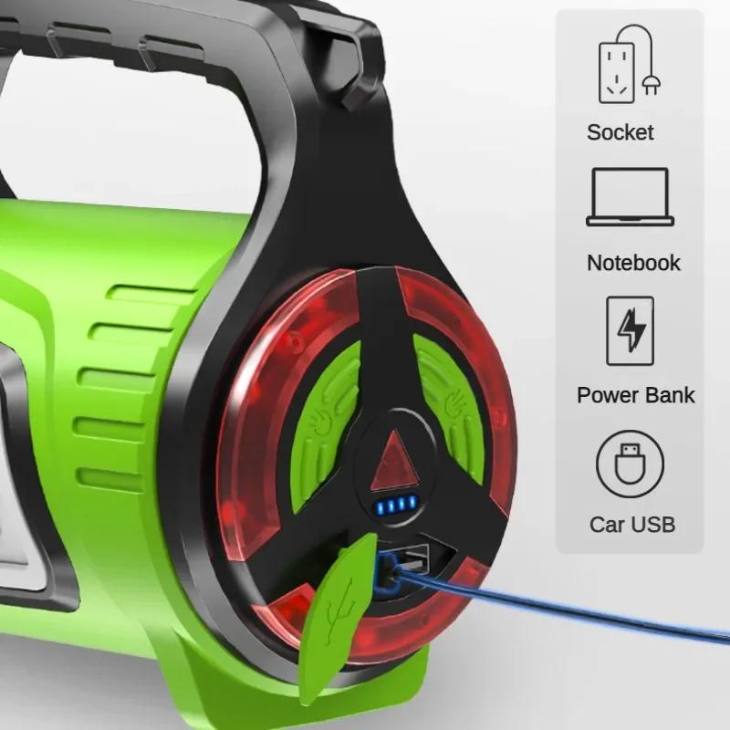 Multifunctional Outdoor Super Bright Emergency Lamp Rechargeable Portable Searchlight Side Light Flashlight for Climbing Fishing