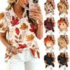 Women's Casual Ruffle V-Neck Print Top for Everyday Wear