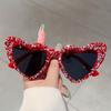 Peach Heart Heart Inlaid Diamond Fashion Sunglasses Stage Party Party Street Shot European and American Ins Sunglasses
