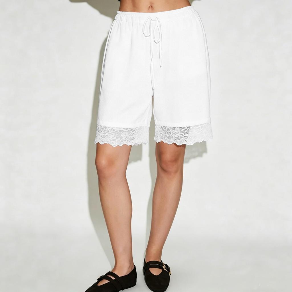 Women's Casual Drawstring Lace Wide Leg Shorts - Lightweight Summer Fashion Bottoms for Beach, Daily Wear