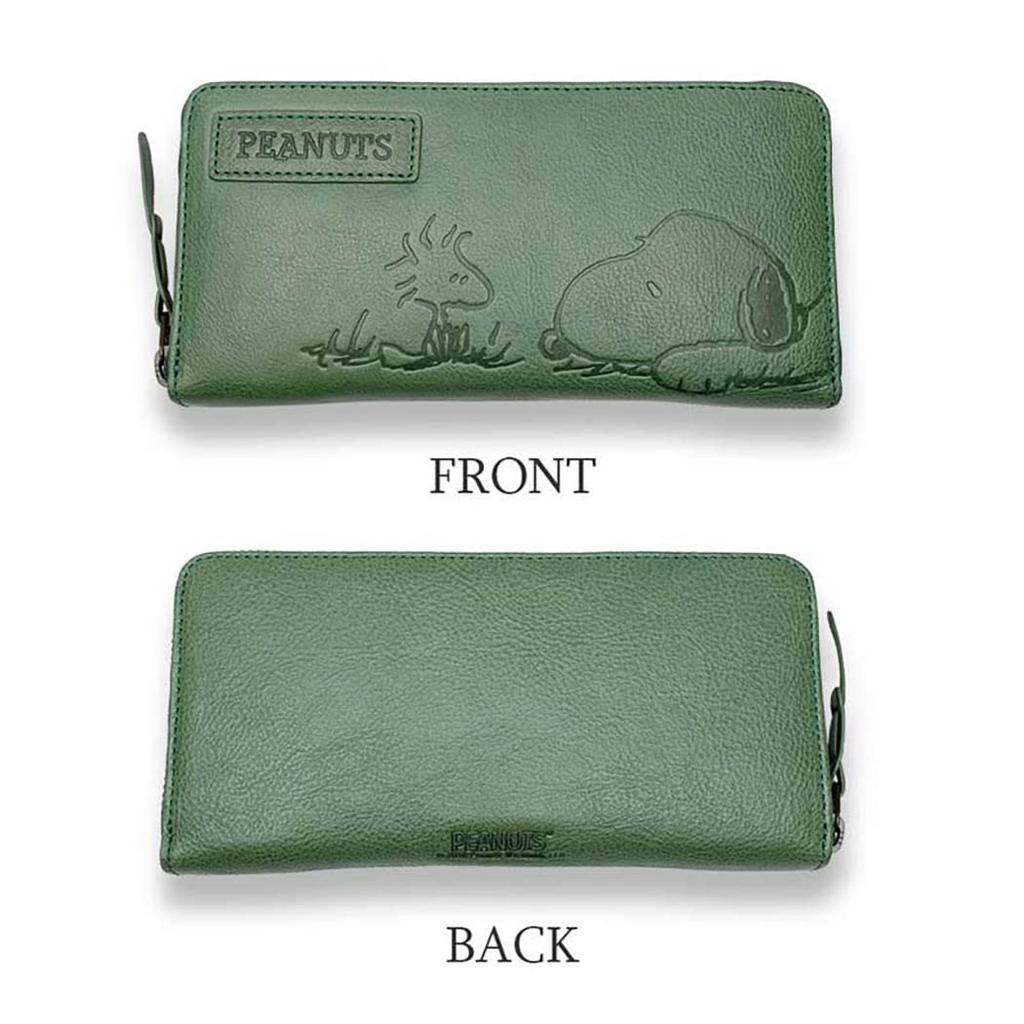 PEANUTS SNOOPY Round Zip Long Wallet, Camel, 73053, Cowhide, Italian Leather, Unisex (Camel)