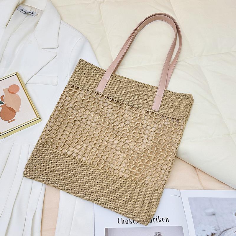 

Персонализированная ажурная плетеная сумка модная и милая пляжная сумка на плечо простая сумка для хранения большой вместимости для покупок хаки