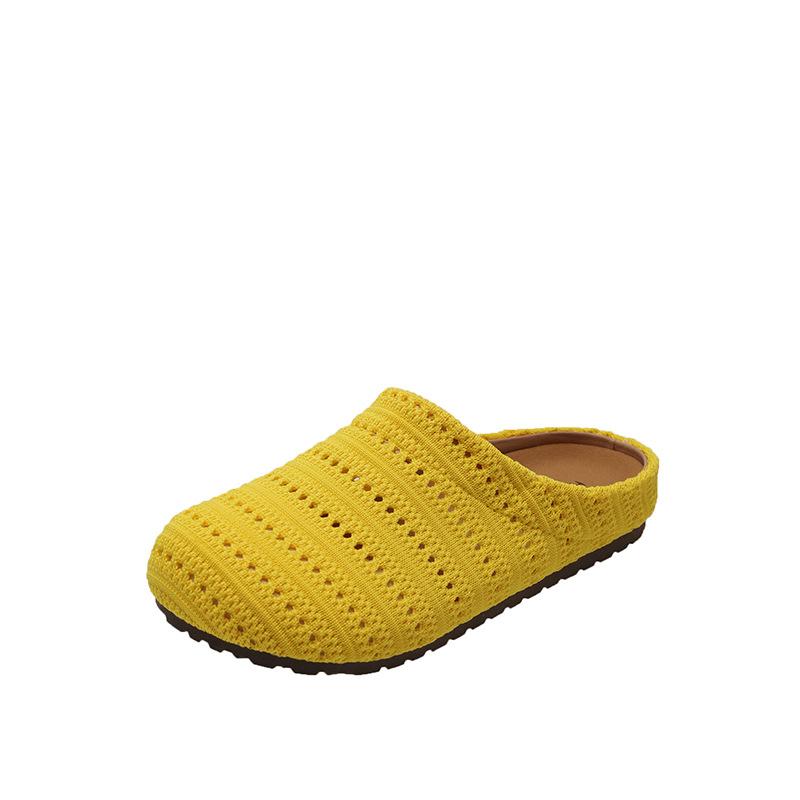 

Niche Retro Плоские полутапочки на одну ногу Повседневная обувь Одиночные туфли Летняя французская женская обувь 40 жёлтый