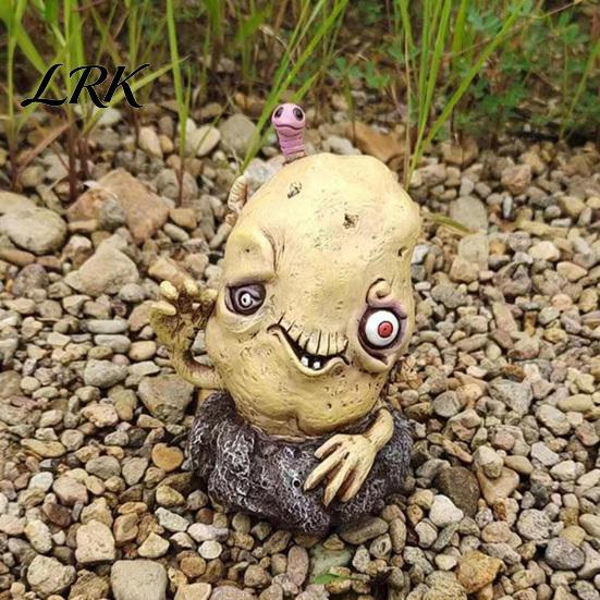 Funny Fruit Zombie Statue Halloween Vegetable Statue, Spooky Carrot Potato Garden Durable Outdoor Resin Decor Sculpture, Decoration for Patio,