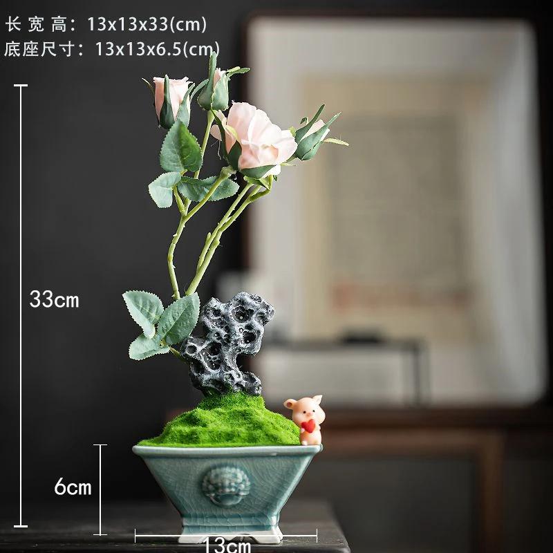 Chinese Style Flower Bonsai Decoration Ornaments For Indoor Study, Living Room Decoration Home Soft Decoration Handicrafts