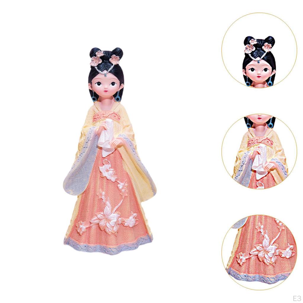 Ancient Chinese Girl Statue, Hanfu Doll, Handmade Resin Figurine, Gift for Living Room And Desk