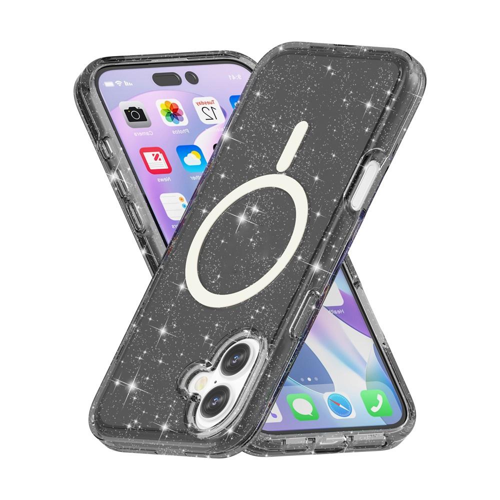 iPhone 17 Case, MagSafe-Resistant, Glitter, Semi-Transparent Black
