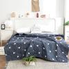 Dark Blue Summer Quilt With White Triangle Lightweight Breathable Cotton Comforter For Summer Bedroom