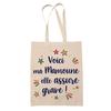 Tote Bag - PLANETEE - Mamoune She's Awesome! - Natural Jute - Printed In France - Large Sturdy Handles