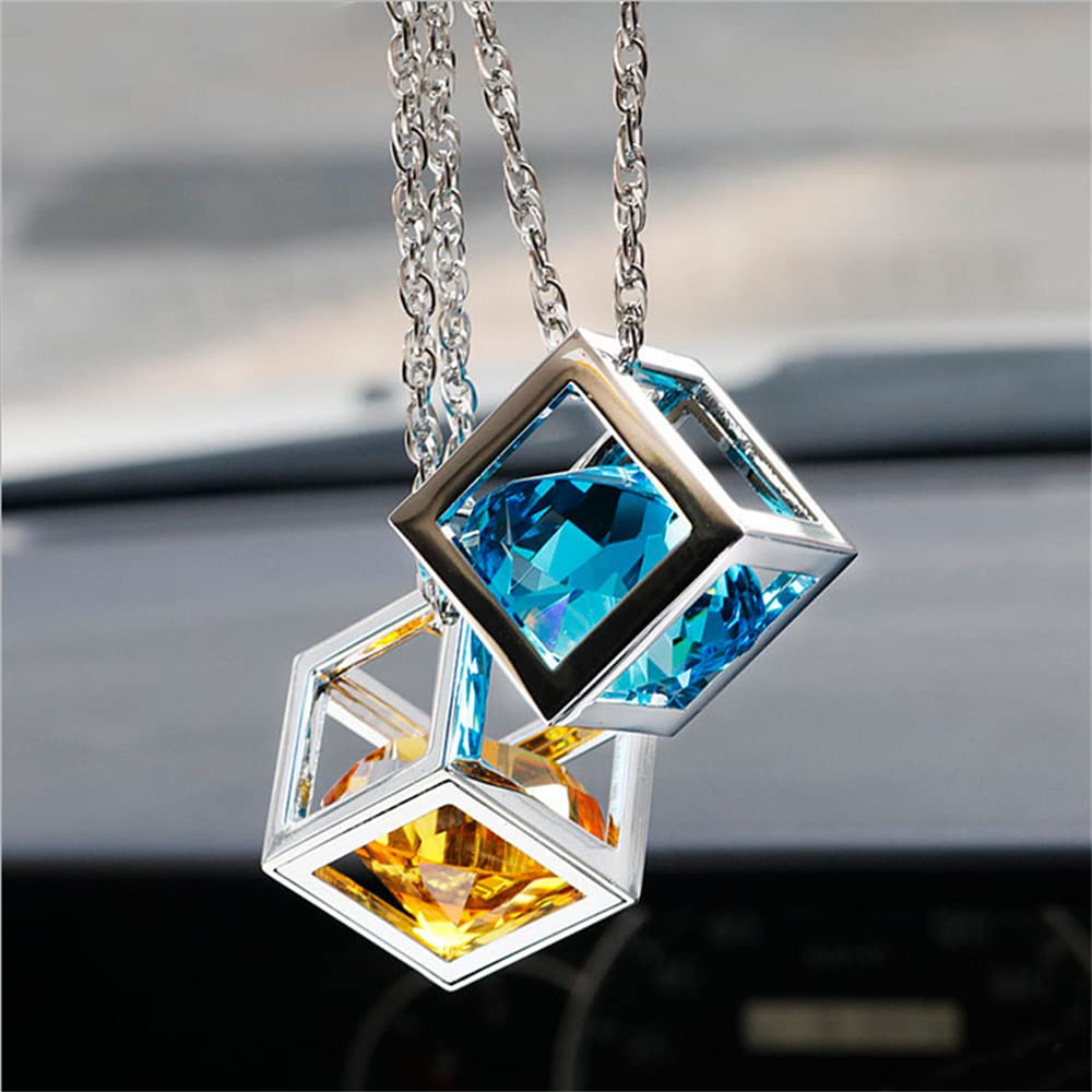 Car Pendant Mirror Decoration Car Crystal Hanging Ornament Charm Decoration Crystal Accessories Bag Mirror Pendant (Yellow)