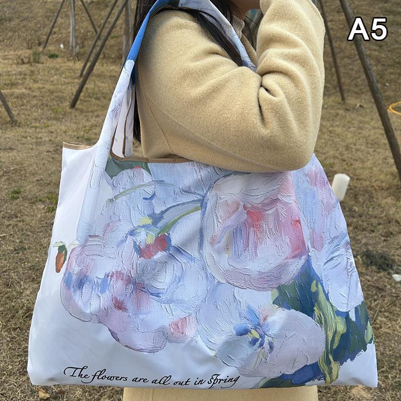 Bag Foldable Shopping Bag Reusable Grocery Storage Bag Nylon Portable Shoulder Handbag Travel Tote Bag