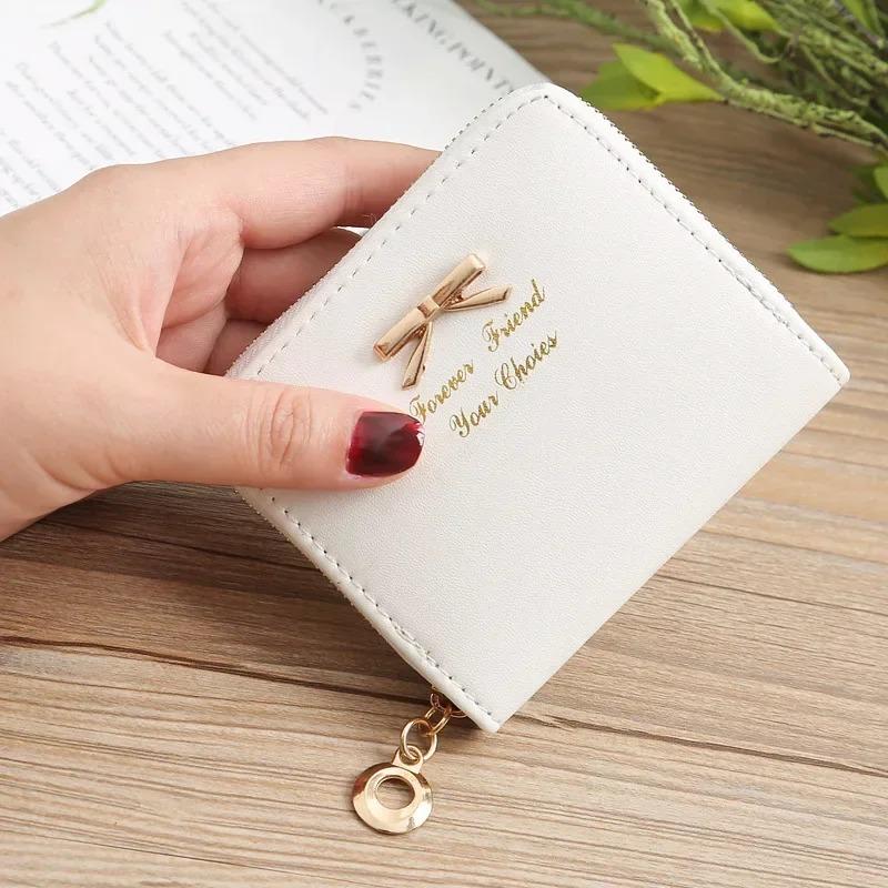 1PC Wallet Female Short for Coins New Cute Candy Bow Women Small Leather Wallets Zipper Purses Girls Lady Purse Multi-colored