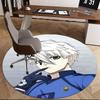 1pc Anime Design Blue Lock Round Carpet - Office Chair Mat, Non-Slip Rug for Home Decor, Seasonal Gift, Suitable for Office, Living Room